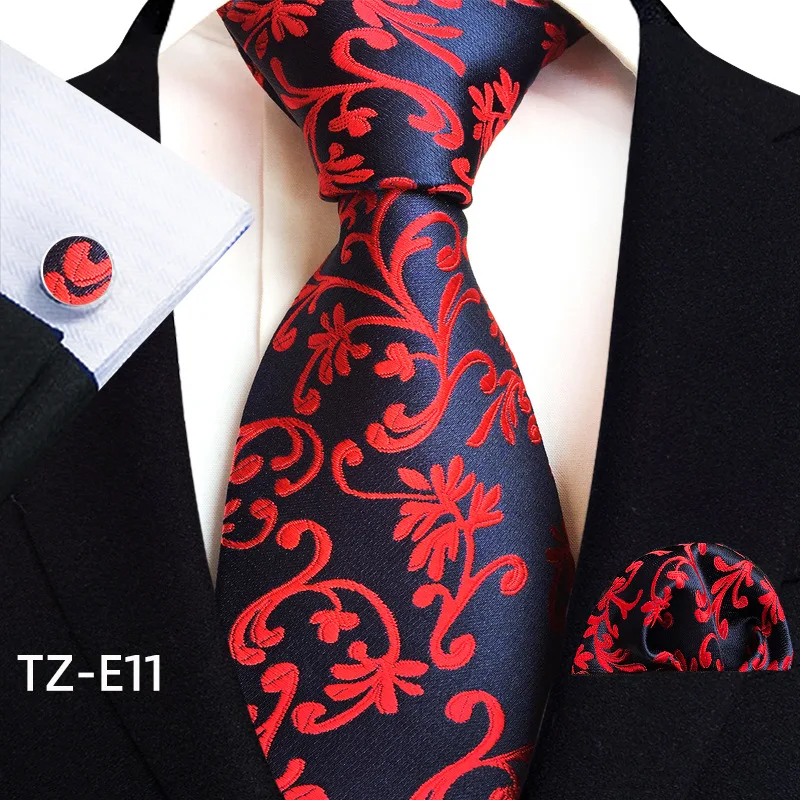 Cravatte Paisley a righe reali per uomo Cravatta di lusso da 8 cm Gemelli quadrati tascabili Set regalo Cravatta in tessuto jacquard Accessori per abi  200000297