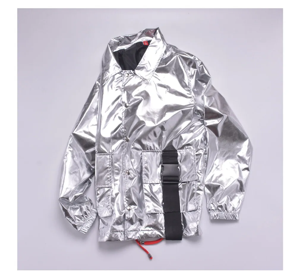 

Hip Hop Clothes Male Boys Street Dance Performance Costume Silver Jacket Poppin Dancewear Nightclub Gogo Dancer Coat