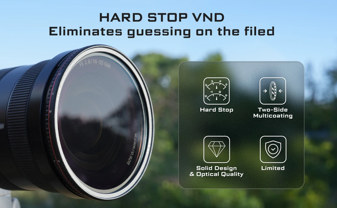67mm Threaded Hard Stop Variable ND Filter Bright Day 6 to 9 Stop Camera Lens Fi