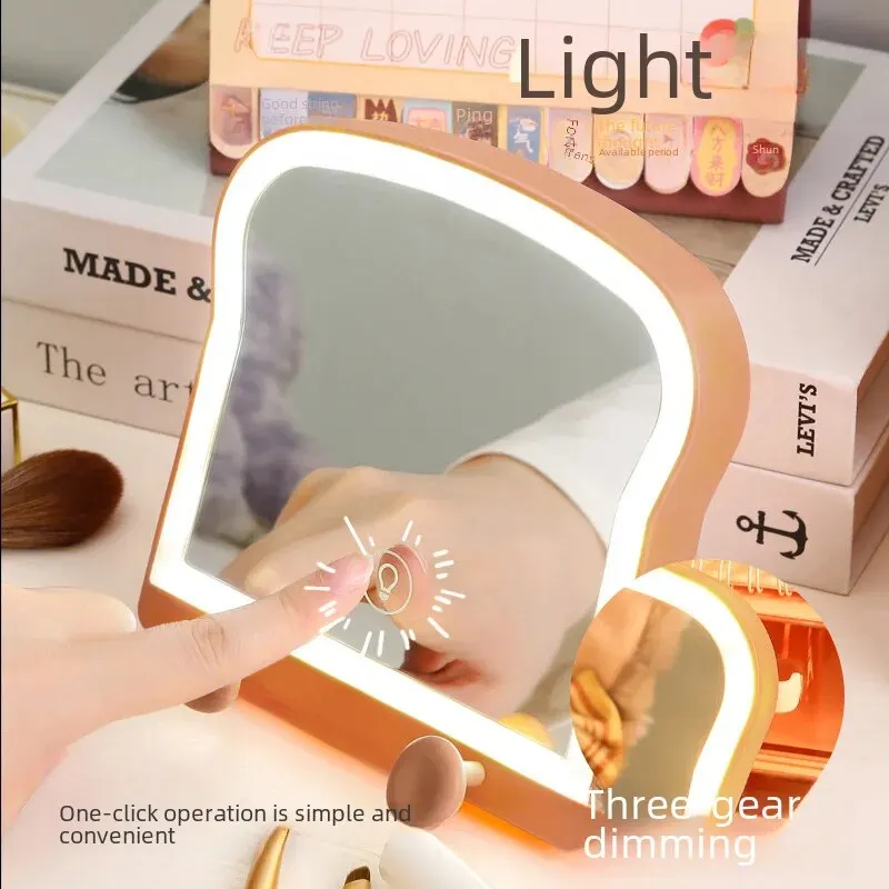 휴대용 LED 메이크업 거울 조명, 가정용 기숙사, 빵 조각, 채우기 조명 빗, 메이크업 거울 렌즈, 침실, 커플, 친척
