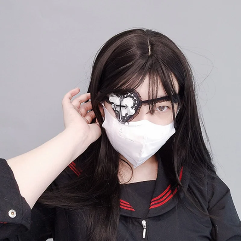 

Lolita Gothic Single Eyepatch Blindfold Cosplay Adult Child Cross Eye Mask Adjustable Sleeping Eyeshade Pirate Props Accessories