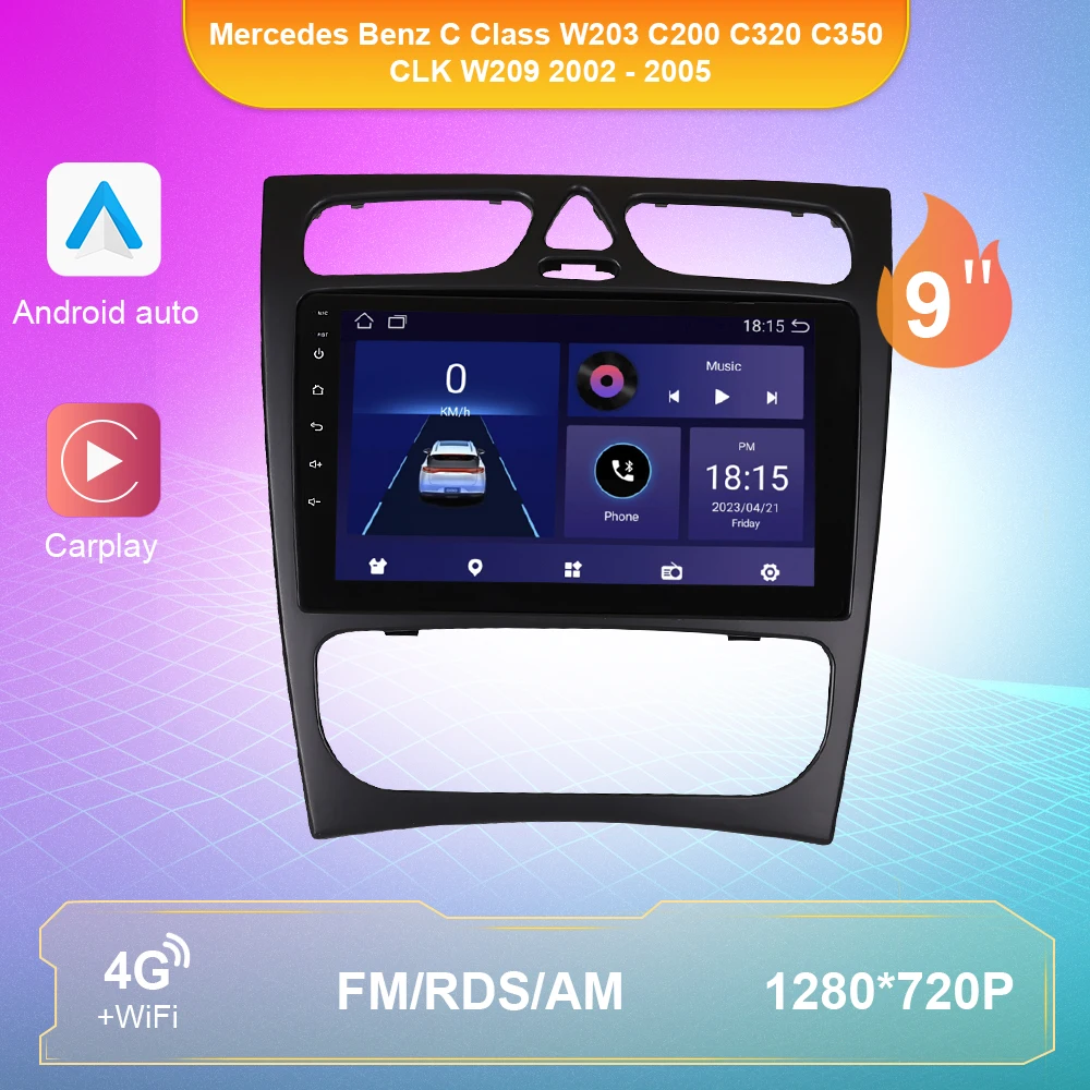 

Car Radio Android 10.0 For Mercedes Benz C Class W203 C200 C320 C350 CLK W209 2002 - 2005 Car Stereo Multimedia Video Player
