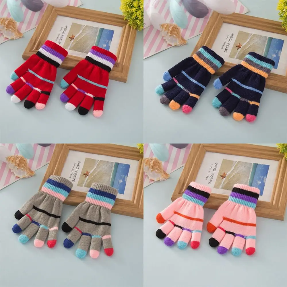 Knitted Fingerless Kids Gloves Thick Mittens for Winter
