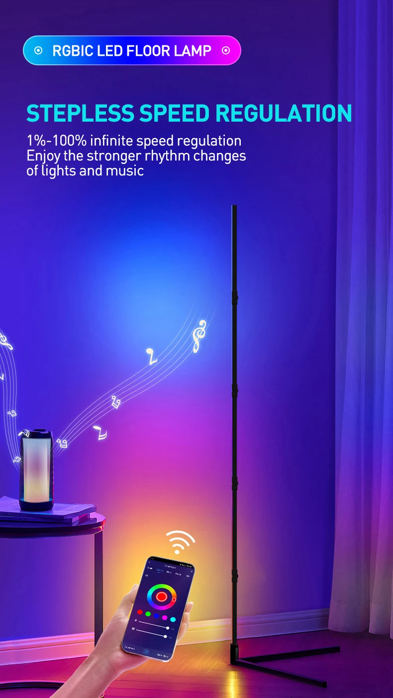 RGB LED Floor lamp 180CM Smart APP Remote Control Modern Corner 2PCS Floor Light Atmospheric Standing Light Indoor Home Decor