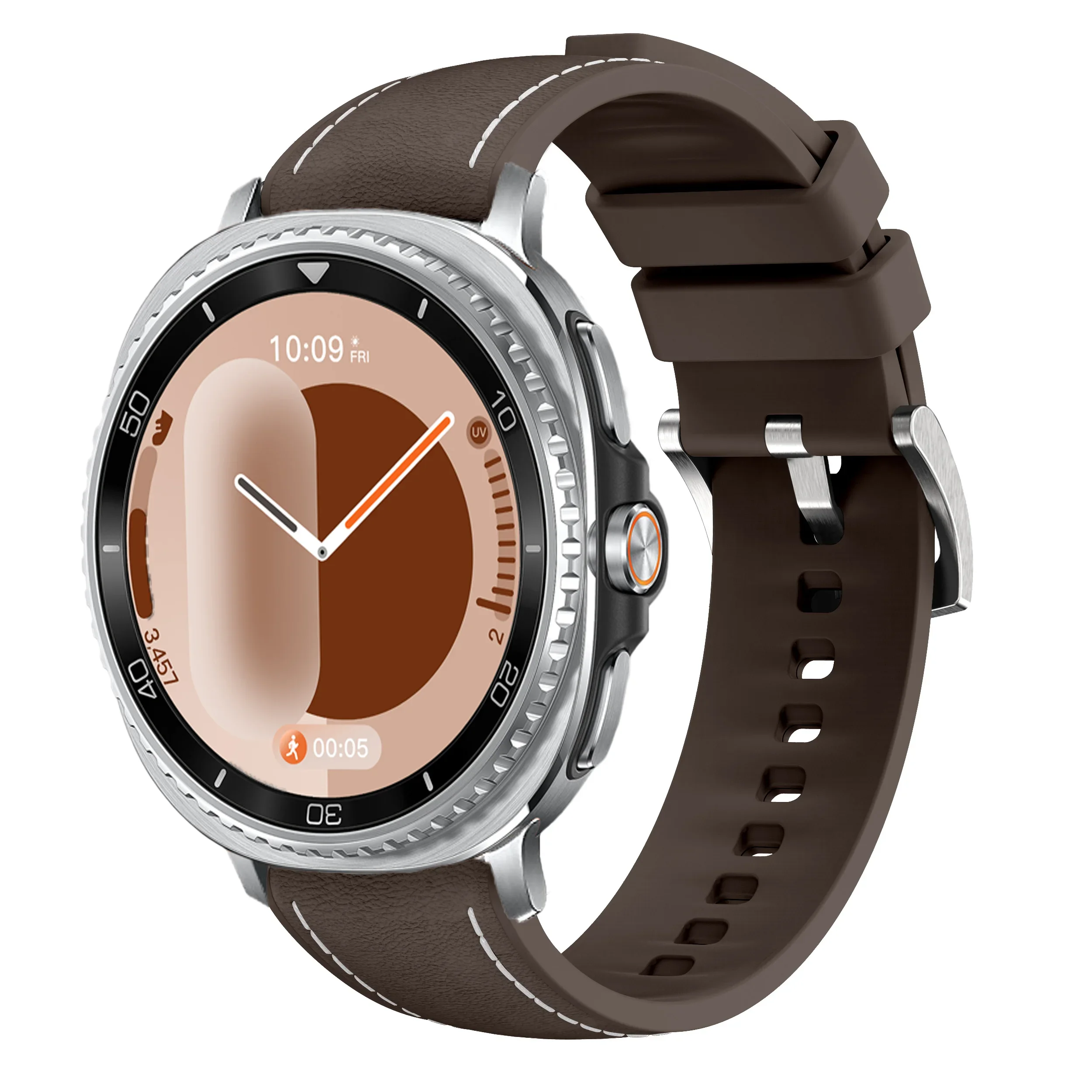 Premium Silicone & Leather Sports Strap - Black