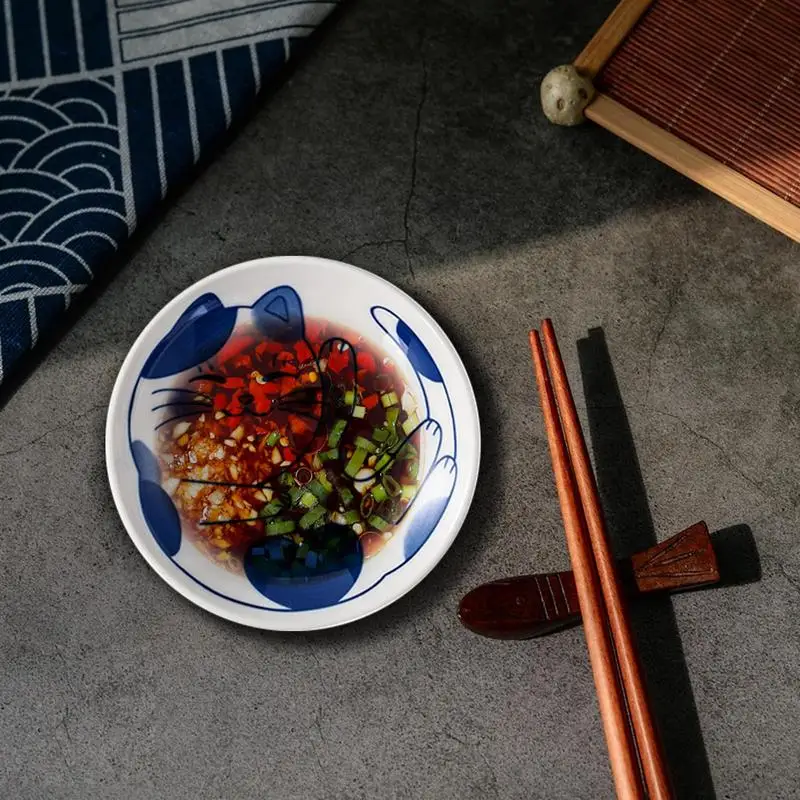 Soy Sauce Dishes Ceramic Cat Sauce Dishes Multifunctional Home Dining Table Dipping Dish Cute Appetizer Plates Seasoning Dish