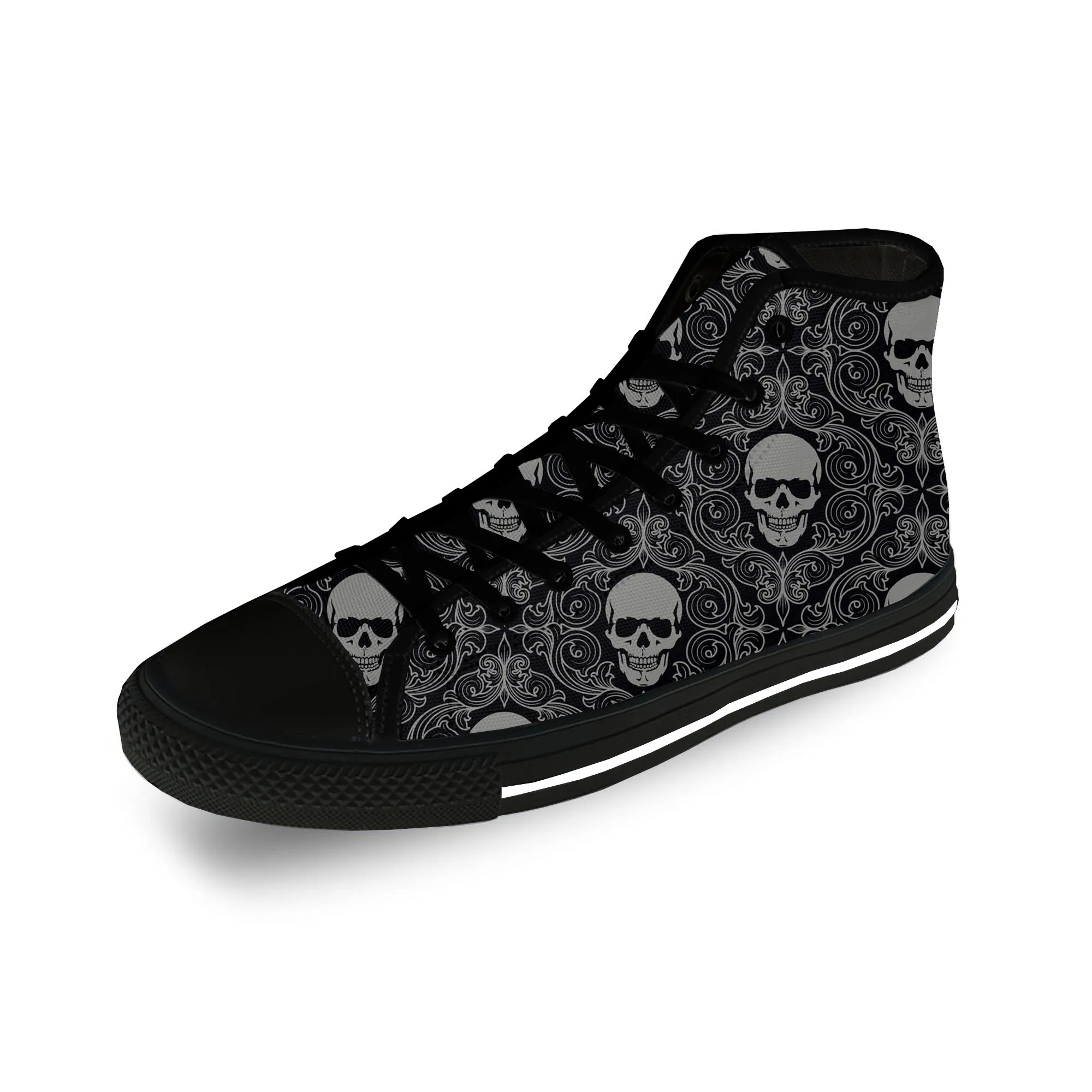 

SKull Skeleton PAisley Horror Halloween Casual Cloth 3D Print High Top Canvas Fashion Shoes Men Women Breathable Sneakers
