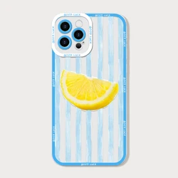 Stylish Blue Striped Lemon Print Clear Phone Case - Soft and Durable Cover for Realme 7 (CXS - K1189T1)