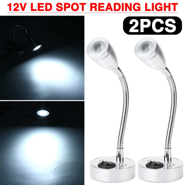 2pcs 12V LED Spotlight interrupteur réglable mural camping - car