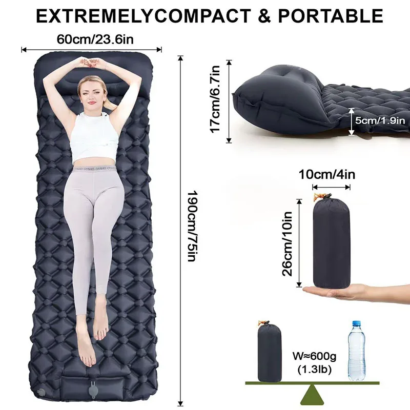 Car Inflatable Bed Outdoor Sleeping Pad Camping Inflatable Mattress with Pillows Foldable Car Travel Camping Bed