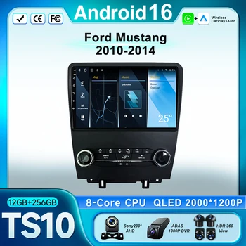 Navigatore GPS Android 16 per auto, lettore multimediale per Ford Mustang 2010-2014, schermo QLED, dashcam, Carplay, NO 2din, Wi-Fi 5G