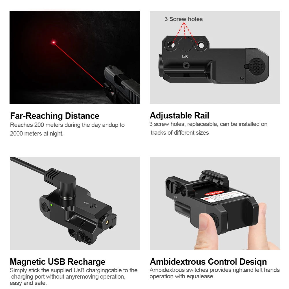 Compact 1023 Magnetic Charging Laser Sight Red/Blue Built-In Lithium Battery Sports & Outdoor Use Compatible laser sight