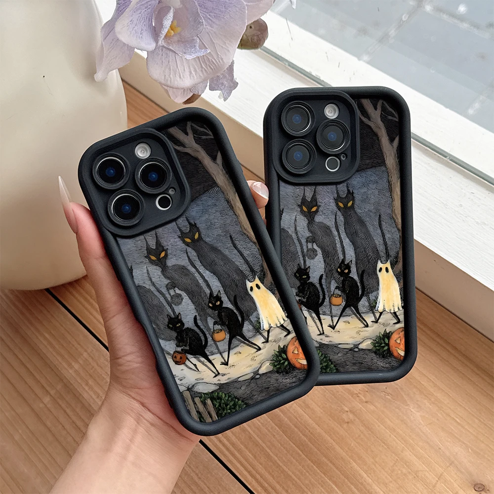 Charming Halloween Cat Phone Case - Creative & Festive Design