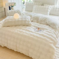 Bonenjoy 1pc Housse de couette en peluche, couvre-lit chaud, doux pour la peau, couleur unie, housse de couette (sans taie d'oreiller) 3