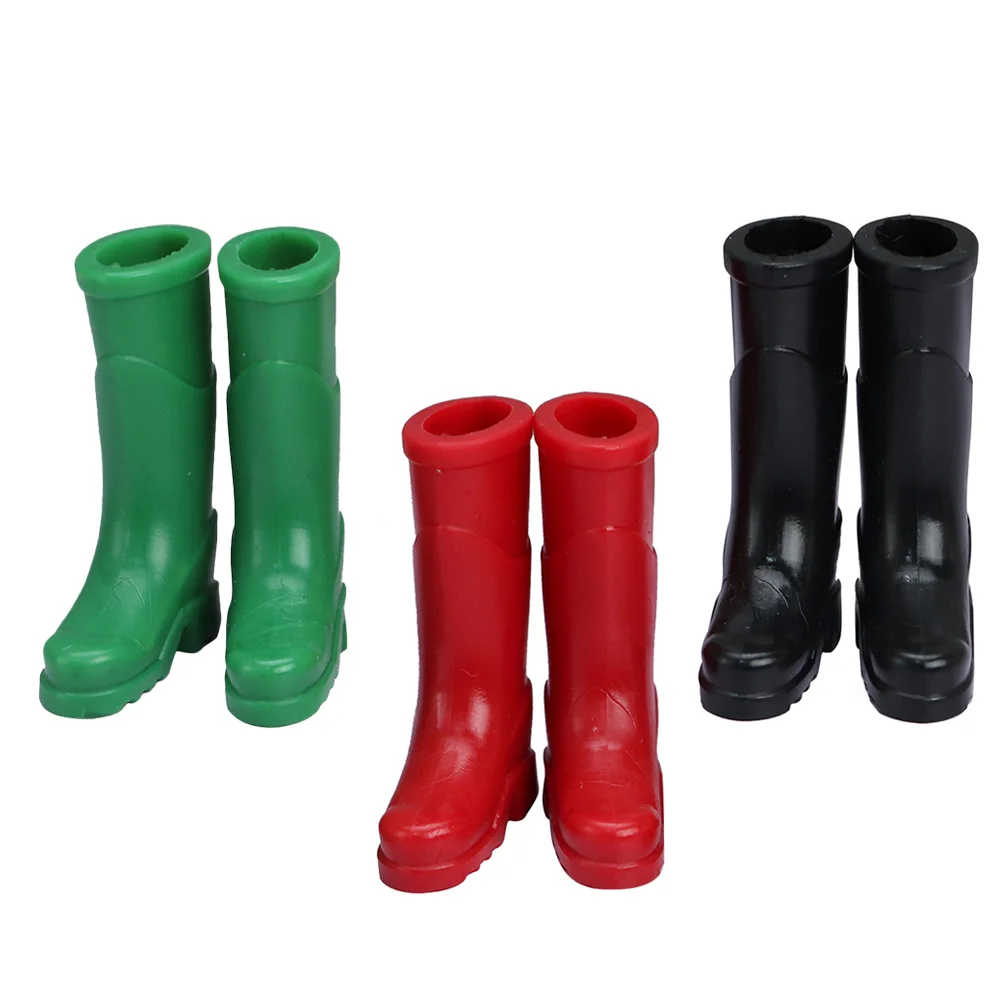 

3 Pairs Mini Rain Boots Simulation Shoes Decors Scene Props House Ornament Toy Decorate Model Plastic Adornment