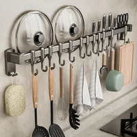 Wall Hangers Kitchen Organizer Hooks No Drill Rack for Kitchen Utensils Knife Holder Cutting board Spoon Lid Storage Accessories 1
