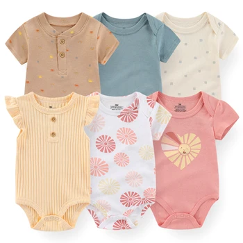 3PCS Newborn Cotton Baby Boy Clothes Cartoon Print Baby Girl Clothes 0-12M Short Sleeve Bodysuits Summer Bebes 1