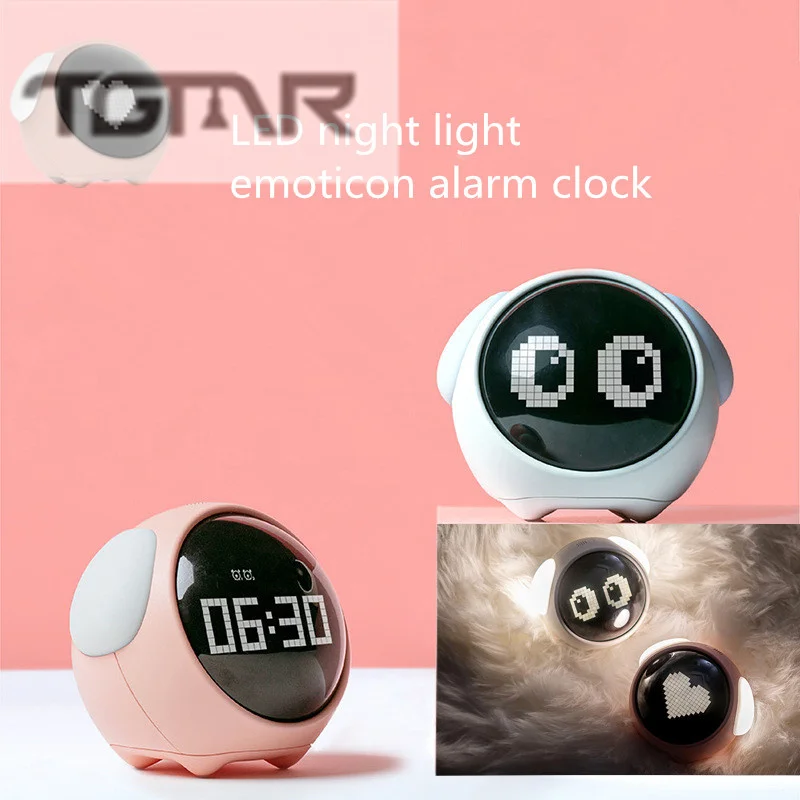 Digital Alarm Clock Cute Expression Clock Children's Clock LED Multi