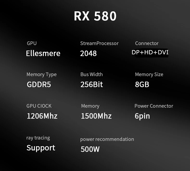 VEINEDA Graphics Card RX580 8GB PC Gaming GDDR5 256Bit PCI Express 3.0 ×16 GPU Computer Video Card placa de video 7 S5a55e5a8fc064e7eac9c242784fe8c4aE
