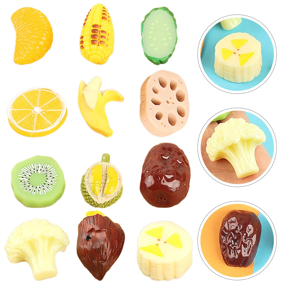 

16pcs Simulation Vegetable Fruit Model Miniature Resin Vegetable Fake Fruit Model Photo Props