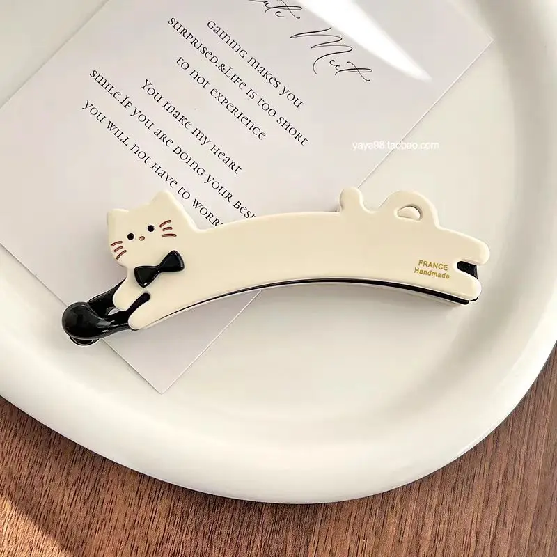Katzenförmige Acetat-Haarspange im koreanischen Stil für Frauen, vertikaler Hinterkopf-Clip, Pferdeschwanz-Haarnadel, Bananenclip im High-End-Look – Detail 21