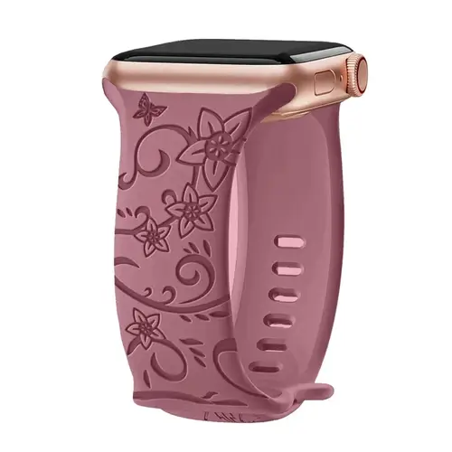Engraved Band for Apple Watch Strap 46mm 44mm 42mm 41mm 40 45mm Ultra 3 2 49mm Floral Bracelet Iwatch Series 11 10 9 8 7 SE 6 5 - Image 10