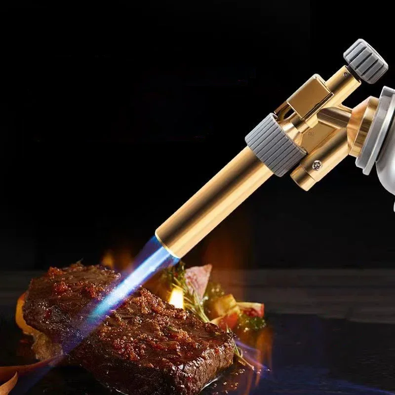 Copper Welding Gas Torch Flame Gun Butane Burner Lighter Portable Outdoor BBQ Flamethrower Welding Equipment Kitchen Ignition