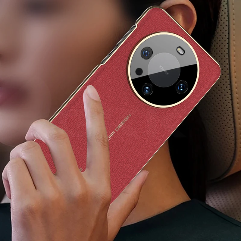 Original Case For Huawei Mate 60 50 Pro Luxury Plating Leather Camera Protective