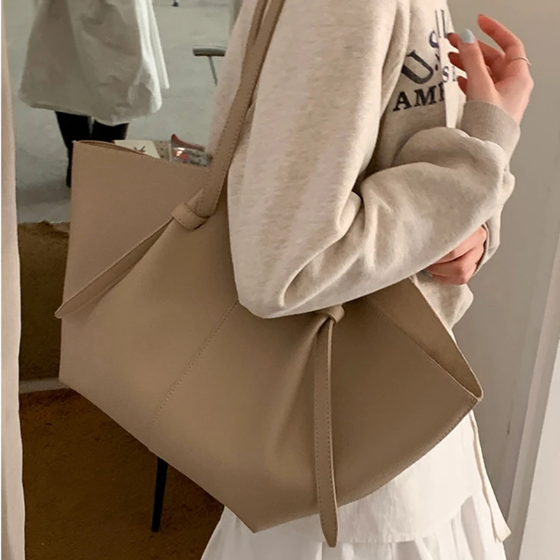 Luxury Designer Women's Soft PU Leather 2-in-1 Shoulder Tote Bag Set Big Capacity Branded Shopper Handbags Gray Blue PinkTan