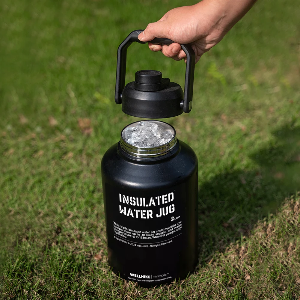 Insulated Water Jug Stainless Steel Water Bottle 2L For Outdoor Sports Gym Training