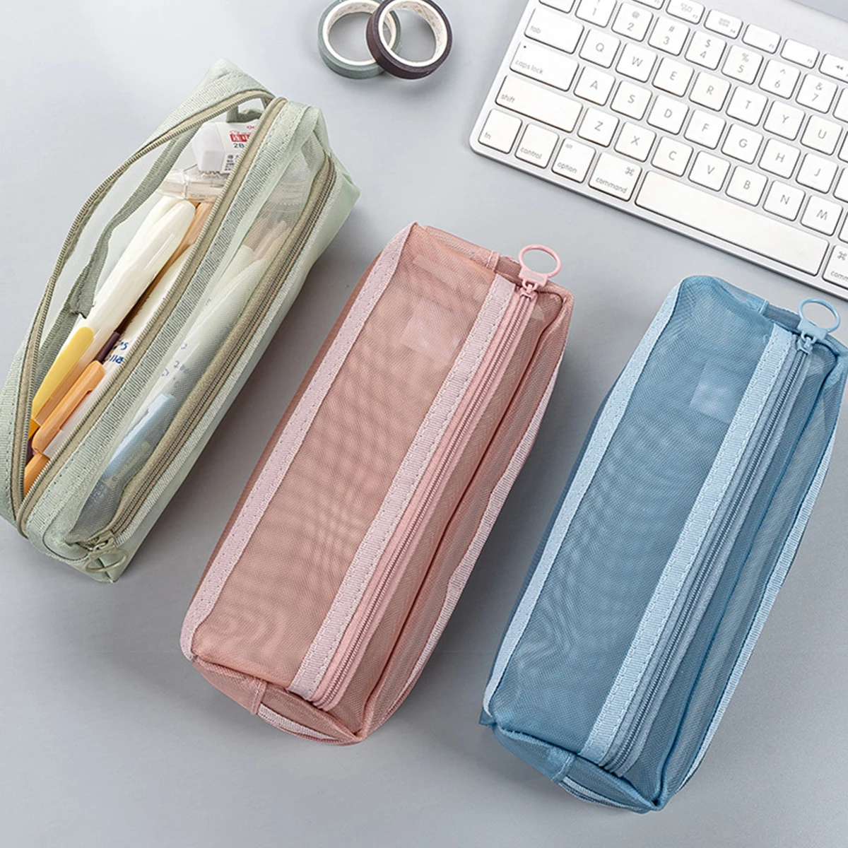 Mesh Pencil Case Mesh Pencil Bag Multifunctional Clear Pencil Pouch Pen