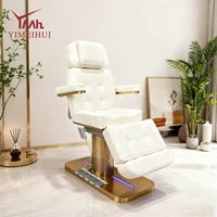 Lit facial pour cils de salon de beauté en or blanc, chaise de lit de beauté électrique à 3 moteurs pour salon de beauté 4