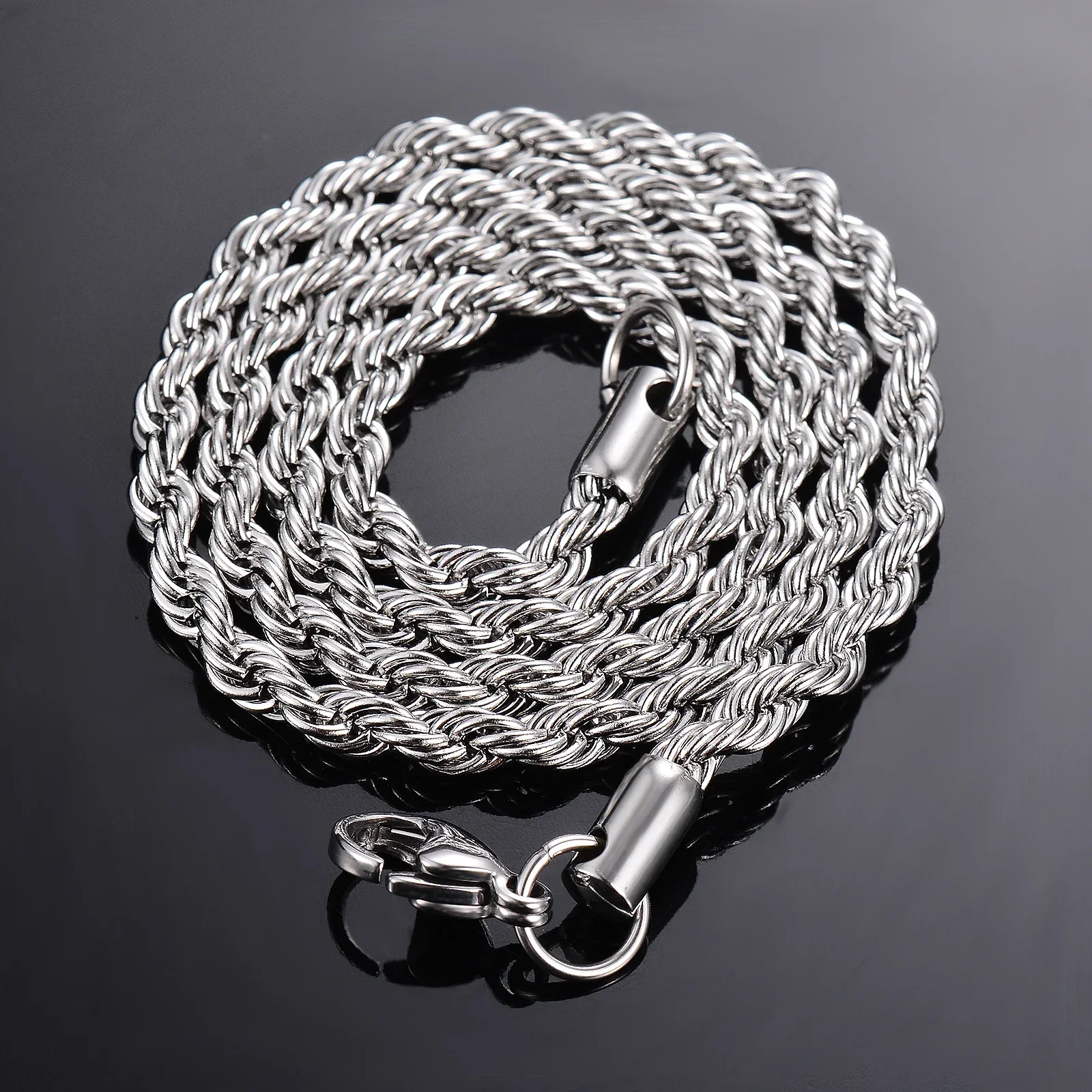 Sterling Silver Rope Chain Necklace/Bracelet - Elegant Unisex Jewelry in Multiple Widths