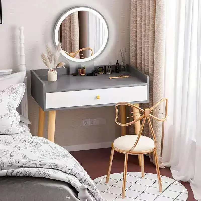 Set Scrivania Trucco Con Specchio Luci LED E Sgabello – Tavolo Toeletta Bianco Con Cassetti E 3 Modalità Illuminazione - 2