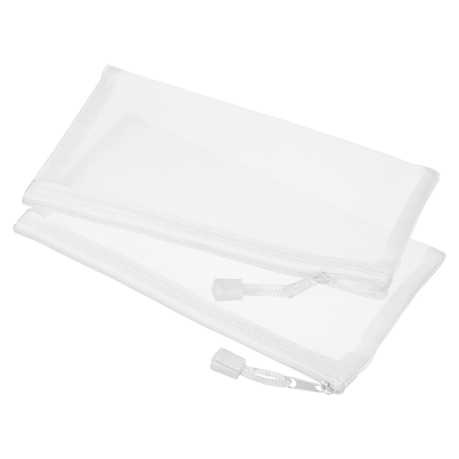 6Pcs B6 Nylon Mesh Zipper Pouch 23x11.5cm Zip Pouch Durable Document Bag Book File Folders Stationery Pencil Case Storage Pocket