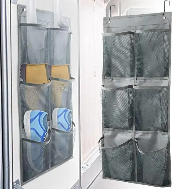 6 Grids Wall-mounted Sundries Organiser non-woven Fabric Closet Storage Mesh Bag Pocket Clear Hanging Over The Door Cloth Box 4