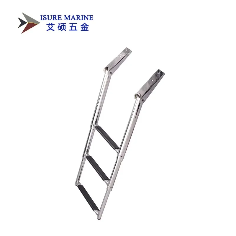 ISURE MARINE 3단계 보트 11'' 사다리 요트 광택 스테인레스 스틸 망원경 사다리