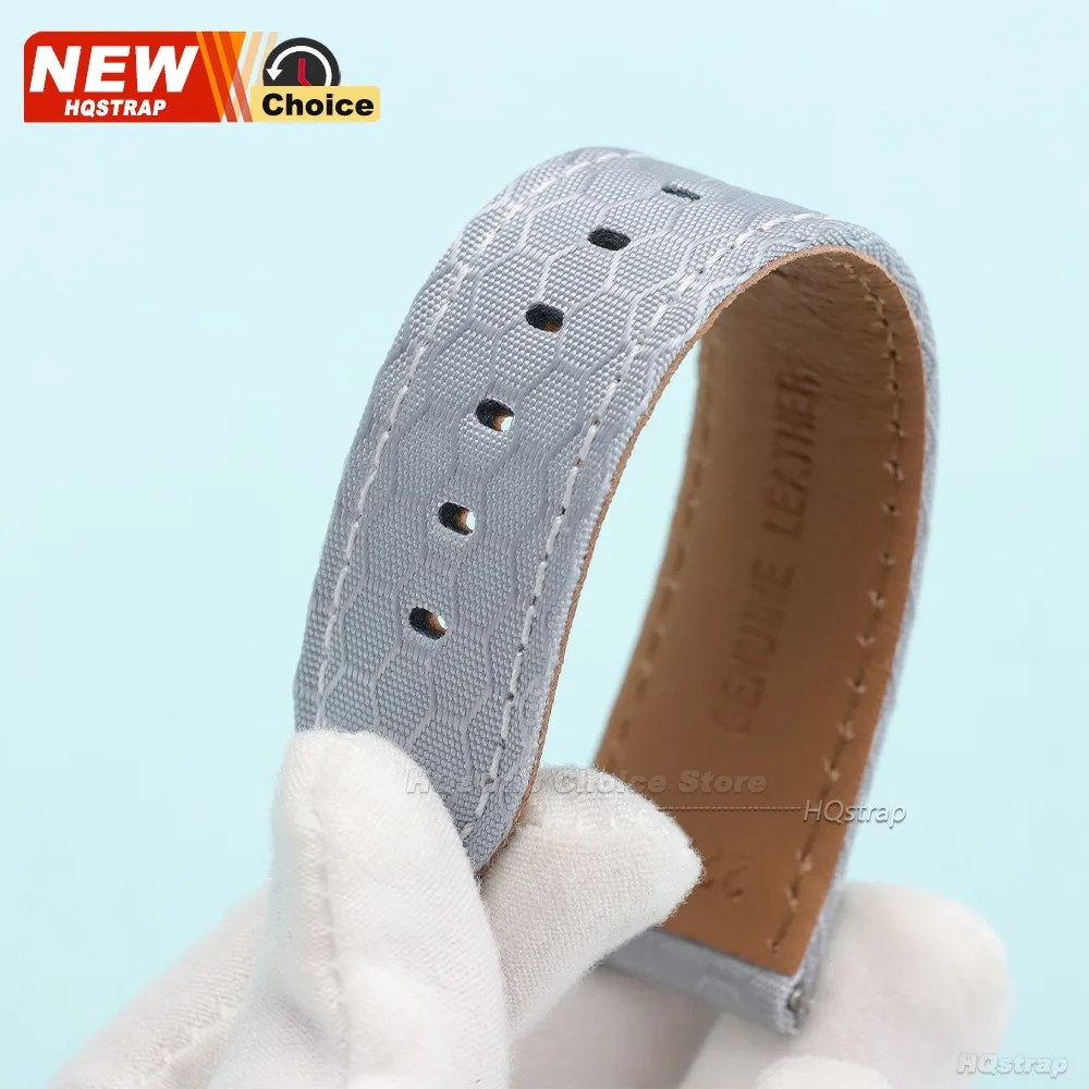 Universal Nylon and Leather Smartwatch Strap - Adjustable 22mm/20mm Band