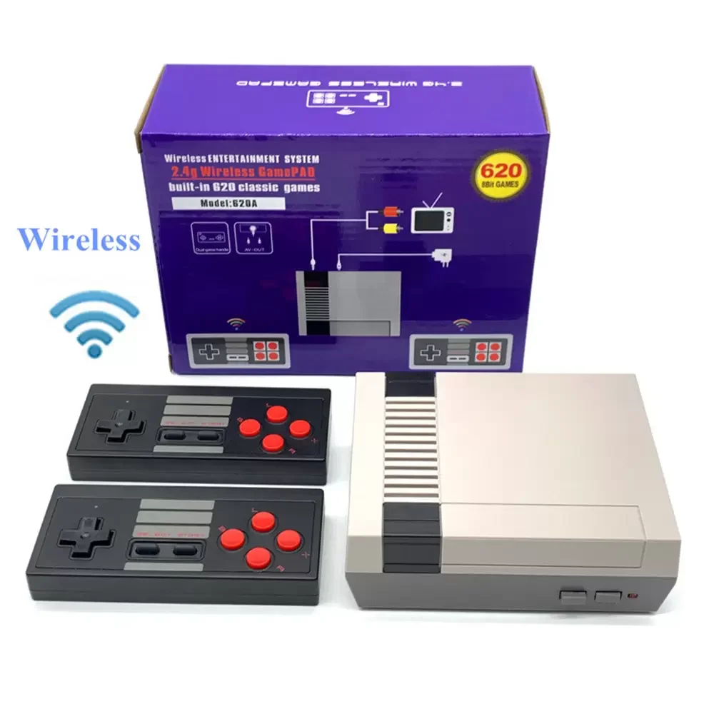 

Retro TV video game console 8BIT AV TV game station 620 video game console wireless controller with gift packing For FC/ NES