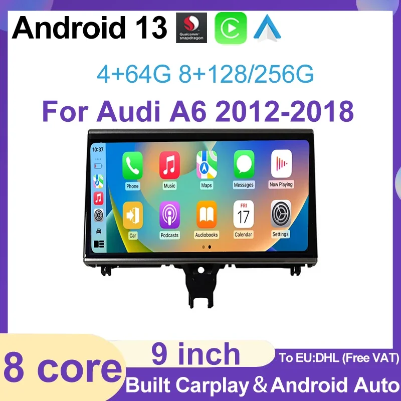 

9 Inch Android13 8+256G Car Multimedia Player For Audi A6 C7 A7 2013-2018 IPS Touch Screen 4G Wifi Carplay Stereo GPS Auto Radio