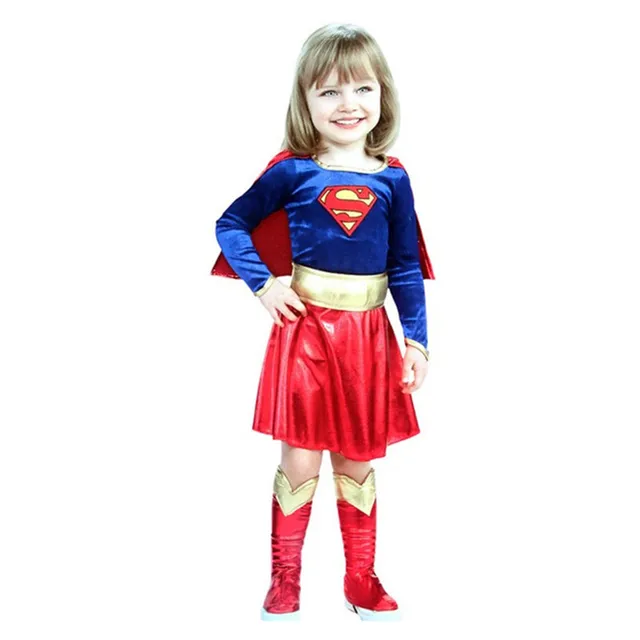 Superwoman Dress Cosplay Costumes Super Girls Dress Shoe Covers Suit Superhero Woman Super Hero Kids Halloween Costume - Image 4