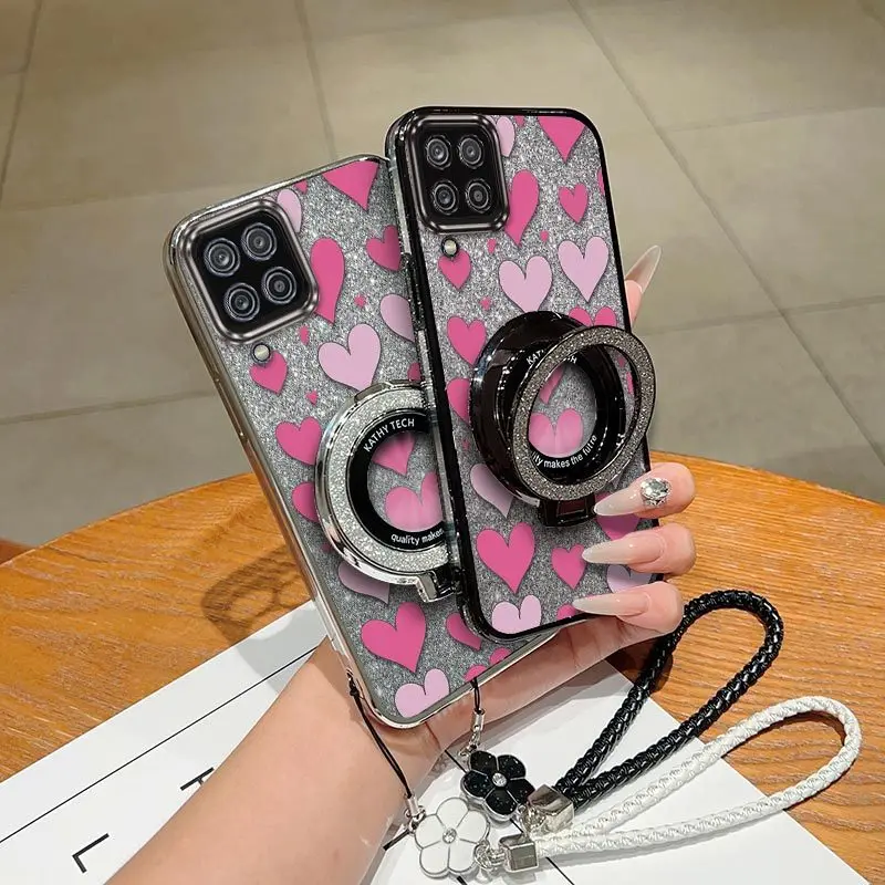 Adorable Heart Phone Case Set with Lanyard and Stand