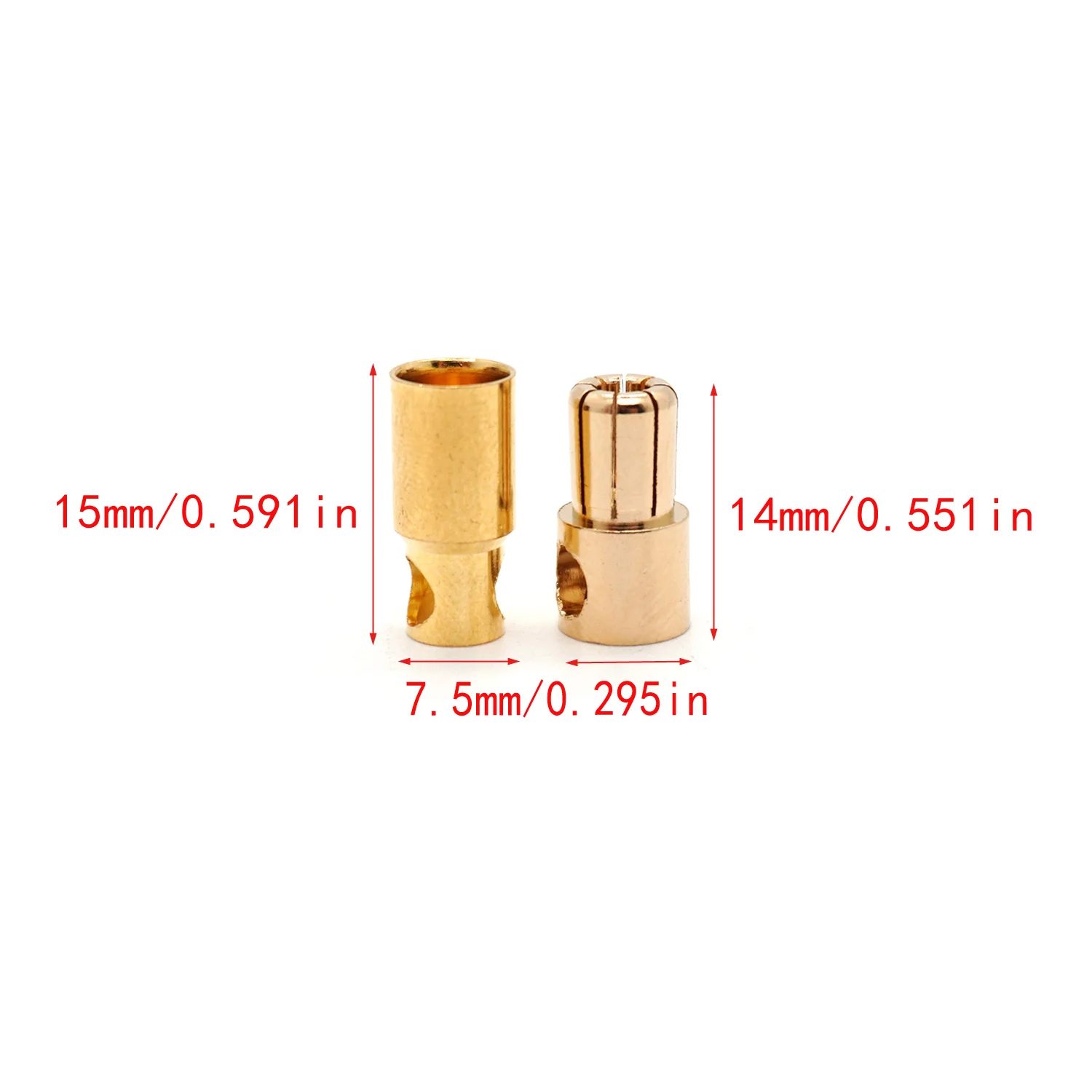 RC-Batterie, vergoldeter Bullet-Bananenstecker, 2 mm, 3 mm, 3,5 mm, 4 mm, 5 mm, 6 mm, 6,5 mm, 8 mm, hochwertiger männlicher weiblicher Bullet-Bananenstecker – Detail 23