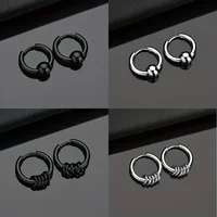 2/8pcs Classic Stainless Steel Hoop Earrings for Men Women Small Circle Ball Anti-allergic Ear Buckle Punk Rock Hip Hop Jewelry 1