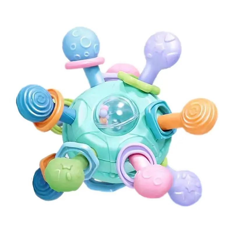 Baby Manhattan Ball Teether Ball Grasping Toys With Soft Rattle Sound Rattle Teether Ball Safe And Easy To Hold For Infants t5ec 1pc wooden teether rainbow crochet beads wood crafts ring engraved bead baby infants toys for babies rattle pram clip