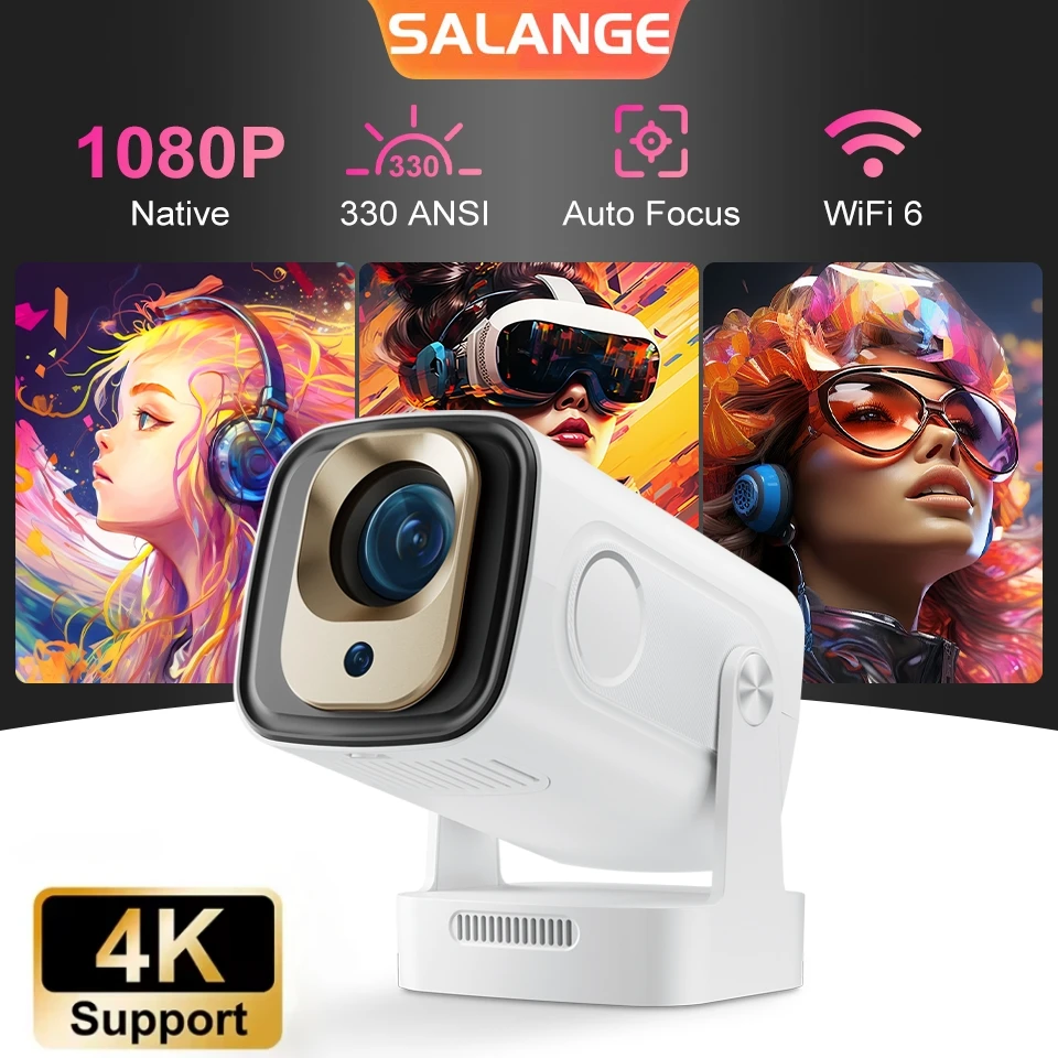 Salange HY260PRO Smart Projector Auto Focus 4K Native 1080P Android 11 Dual Wifi BT5.4 With Air Mouse Voice Control Magcub HY310