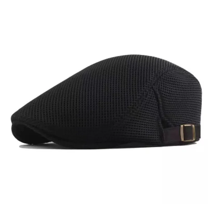 Summer Hollow Mesh Breathable Sun Hat Classic Solid Color Beret Men and Women Universal Outdoor Sports Cap