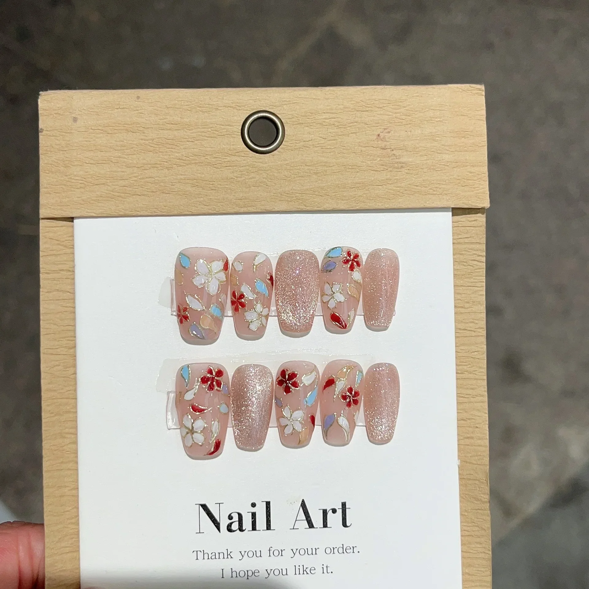 Fake Nails 10Pcs Set Butterfly Handmade Press On Long Ballet Decoration Pearl Wearable Manicure Tips Art