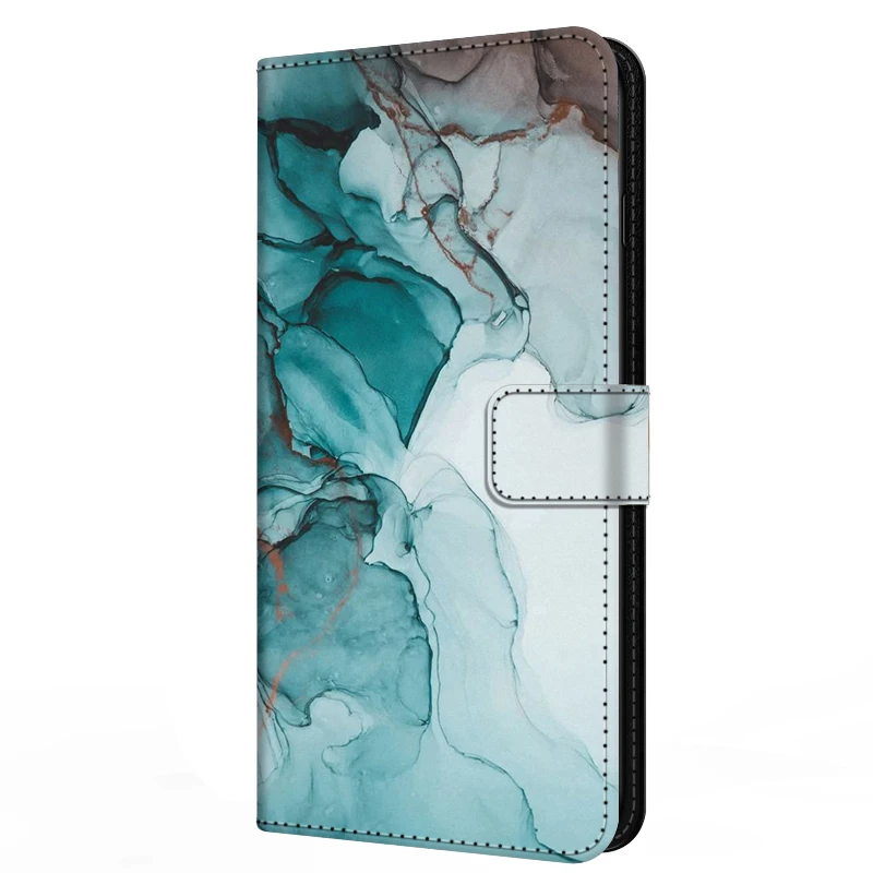 Elegant Marble Leather Flip Cover with Magnetic Wallet and Stand