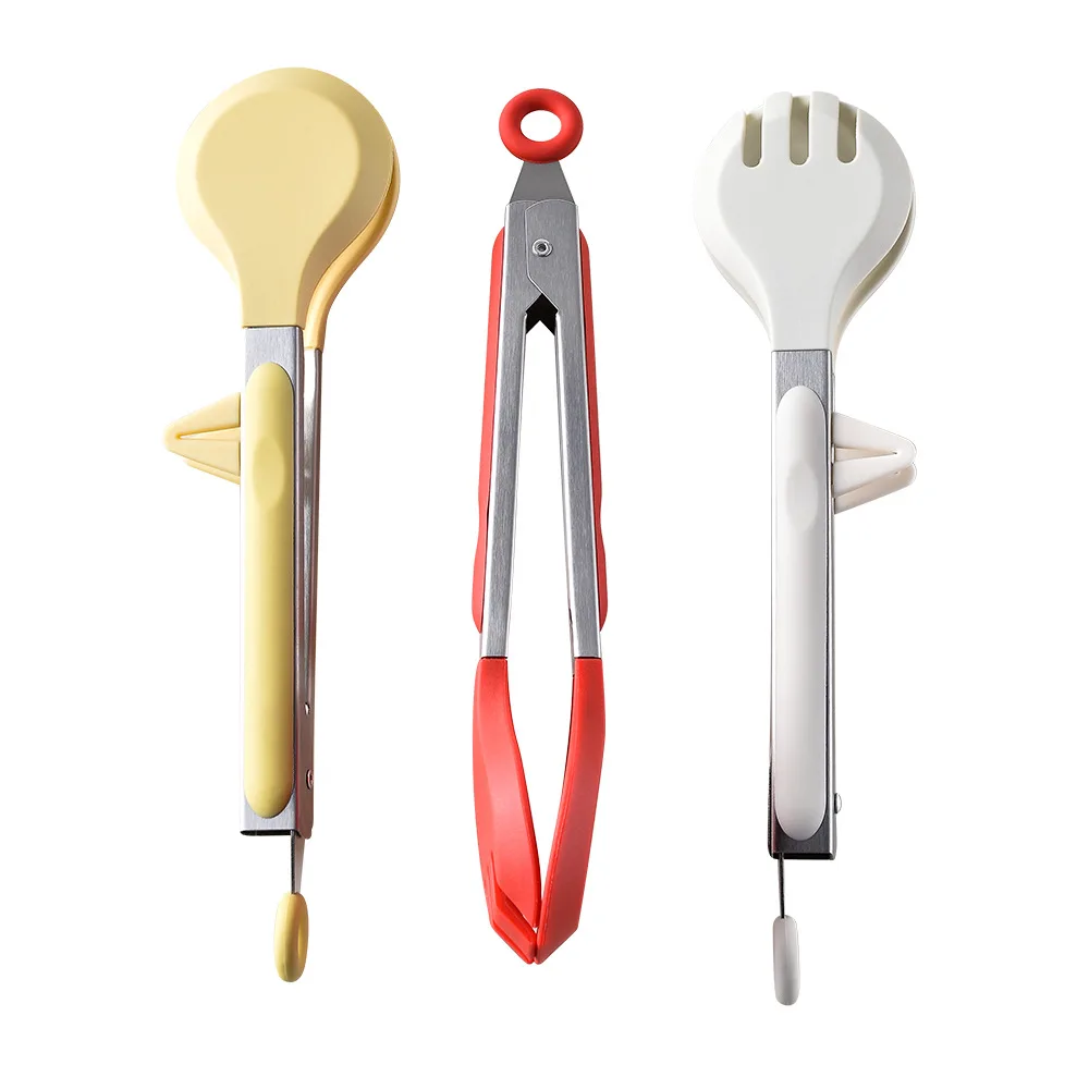Food Tong Stainless Steel Kitchen Tongs Silicone Non-Slip Cooking Clip Clamp BBQ Salad Tools Grill Kitchen Accessories